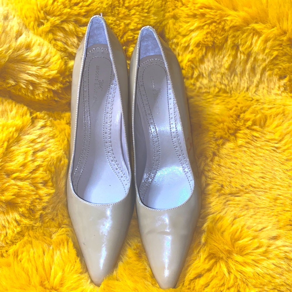 Tan Brooks Brothers Pumps Genuine Leather Patent Finish